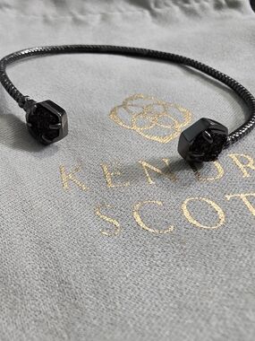 Kendra Scott Jamie Gunmetal And Black Drusy Cuff Bracelet